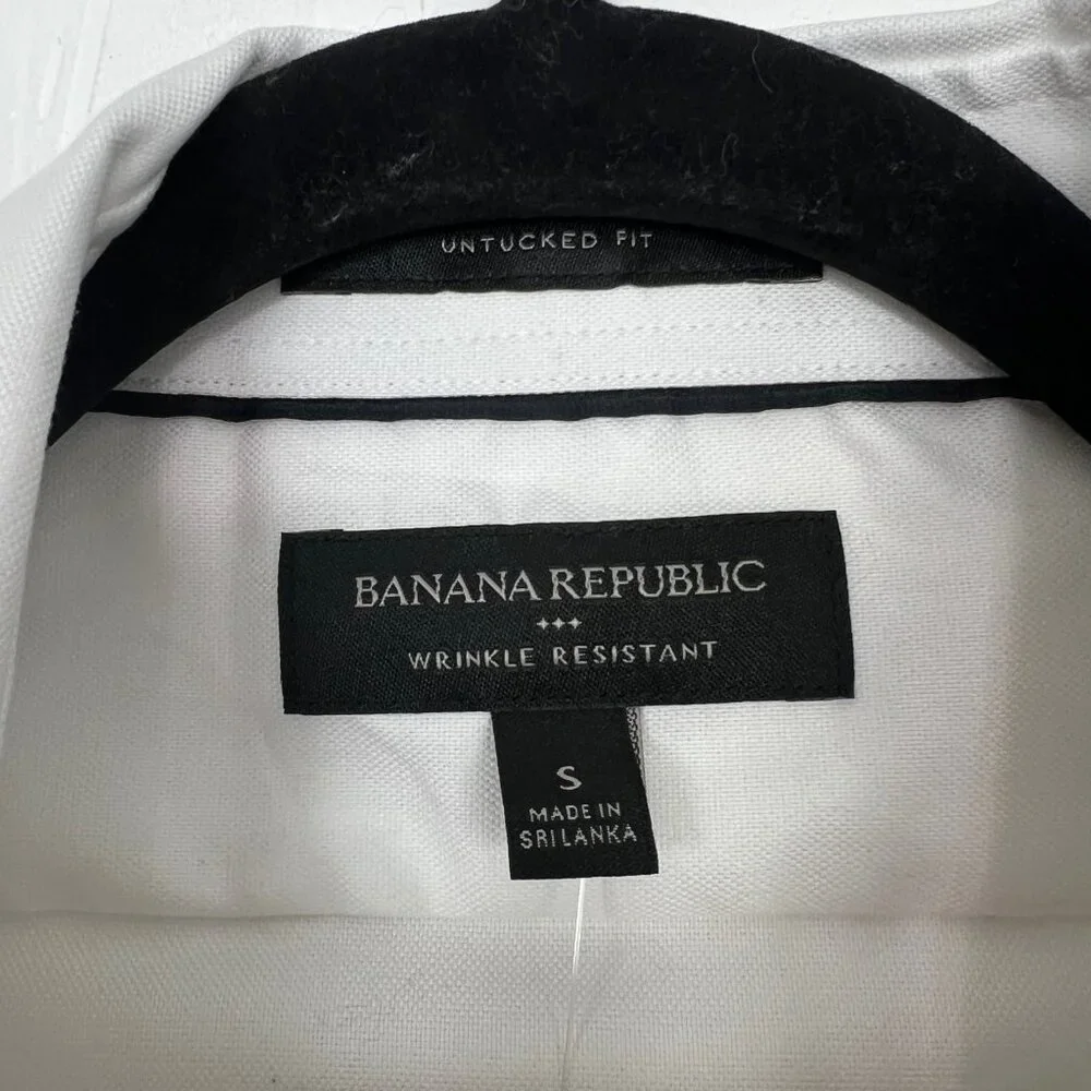 NWT Banana Republic Wrinkle‎ Resistant Button Down Shirt Men's Small White zq